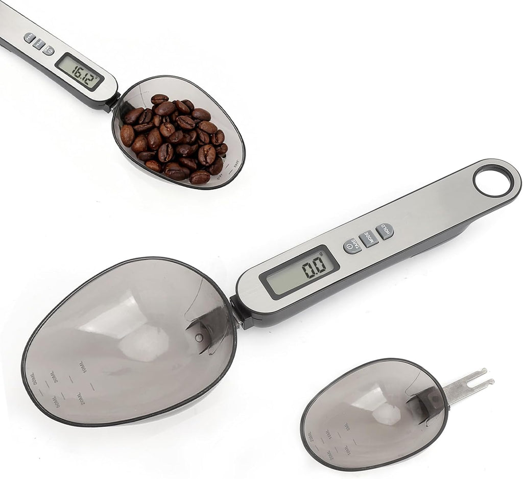 Löffelwaage Digital Messbar 500G/0,1G 2 Größen Löffelköpfen Löffelwaage Digitaler Messlöffel Digitaler Measuring Spoon Multifunktionale Messlöffel Digital Mehrere Maßeinheiten Silberne Edelstahlfront